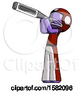Poster, Art Print Of Purple Football Player Man Thermometer In Mouth