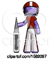 Poster, Art Print Of Purple Football Player Man Standing With Large Thermometer