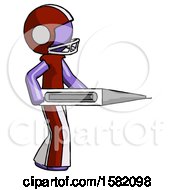 Poster, Art Print Of Purple Football Player Man Walking With Large Thermometer