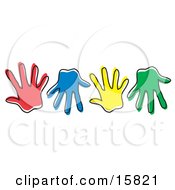 Row Of Different Colored Hand Prints