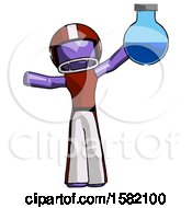 Poster, Art Print Of Purple Football Player Man Holding Large Round Flask Or Beaker
