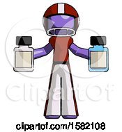 Poster, Art Print Of Purple Football Player Man Holding Two Medicine Bottles