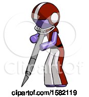 Poster, Art Print Of Purple Football Player Man Cutting With Large Scalpel
