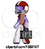 Poster, Art Print Of Purple Football Player Man Walking With Briefcase To The Left