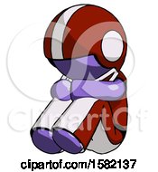 Poster, Art Print Of Purple Football Player Man Sitting With Head Down Facing Angle Left