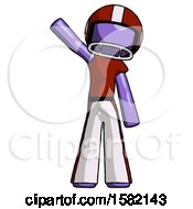Poster, Art Print Of Purple Football Player Man Waving Emphatically With Right Arm