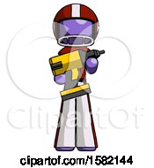 Poster, Art Print Of Purple Football Player Man Holding Large Drill