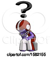 Poster, Art Print Of Purple Football Player Man Thinker Question Mark Concept