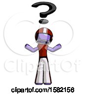 Poster, Art Print Of Purple Football Player Man With Question Mark Above Head Confused