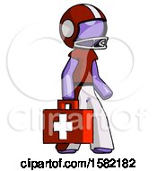Poster, Art Print Of Purple Football Player Man Walking With Medical Aid Briefcase To Right