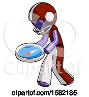 Purple Football Player Man Walking With Large Compass