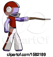 Poster, Art Print Of Purple Football Player Man Pointing With Hiking Stick