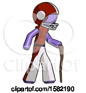 Poster, Art Print Of Purple Football Player Man Walking With Hiking Stick