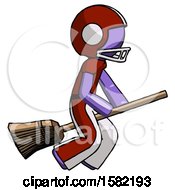 Poster, Art Print Of Purple Football Player Man Flying On Broom
