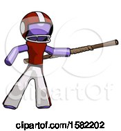 Poster, Art Print Of Purple Football Player Man Bo Staff Pointing Right Kung Fu Pose