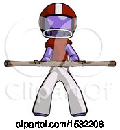 Poster, Art Print Of Purple Football Player Man Bo Staff Kung Fu Defense Pose