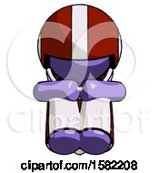 Poster, Art Print Of Purple Football Player Man Sitting With Head Down Facing Forward