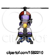 Poster, Art Print Of Purple Football Player Man Flying In Gyrocopter Front View