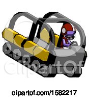 Poster, Art Print Of Purple Football Player Man Driving Amphibious Tracked Vehicle Top Angle View