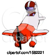 Poster, Art Print Of Purple Football Player Man In Geebee Stunt Plane Descending Front Angle View