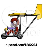 Poster, Art Print Of Purple Football Player Man In Ultralight Aircraft Side View