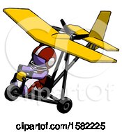 Poster, Art Print Of Purple Football Player Man In Ultralight Aircraft Top Side View