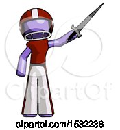 Poster, Art Print Of Purple Football Player Man Holding Sword In The Air Victoriously