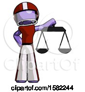 Poster, Art Print Of Purple Football Player Man Holding Scales Of Justice