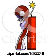 Poster, Art Print Of Purple Football Player Man Leaning Against Dynimate Large Stick Ready To Blow