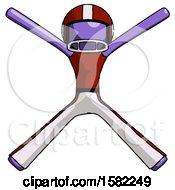 Purple Football Player Man With Arms And Legs Stretched Out