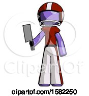 Purple Football Player Man Holding Meat Cleaver