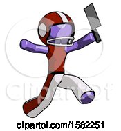 Poster, Art Print Of Purple Football Player Man Psycho Running With Meat Cleaver