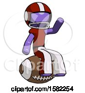 Poster, Art Print Of Purple Football Player Man Sitting On Giant Football