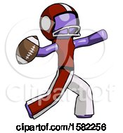 Purple Football Player Man Throwing Football