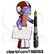 Poster, Art Print Of Purple Football Player Man Holding Large Envelope And Calligraphy Pen