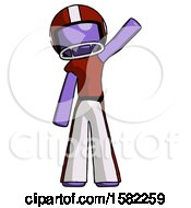 Poster, Art Print Of Purple Football Player Man Waving Emphatically With Left Arm