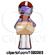 Poster, Art Print Of Purple Football Player Man Holding Box Sent Or Arriving In Mail