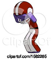 Poster, Art Print Of Purple Football Player Man With Headache Or Covering Ears Turned To His Left