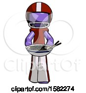 Poster, Art Print Of Purple Football Player Man Serving Or Presenting Noodles