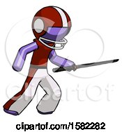 Poster, Art Print Of Purple Football Player Man Stabbing With Ninja Sword Katana