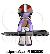 Poster, Art Print Of Purple Football Player Man Weightlifting A Giant Pen