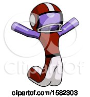 Purple Football Player Man Jumping Or Kneeling With Gladness