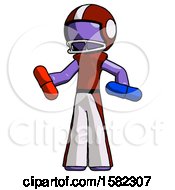 Poster, Art Print Of Purple Football Player Man Red Pill Or Blue Pill Concept