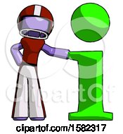 Poster, Art Print Of Purple Football Player Man With Info Symbol Leaning Up Against It