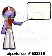 Poster, Art Print Of Purple Football Player Man Giving Presentation In Front Of Dry-Erase Board
