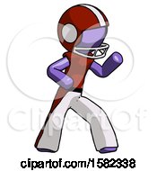 Poster, Art Print Of Purple Football Player Man Martial Arts Defense Pose Right
