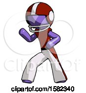 Purple Football Player Man Martial Arts Defense Pose Left