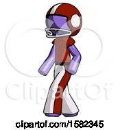 Poster, Art Print Of Purple Football Player Man Man Walking Turned Left Front View