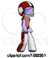 Poster, Art Print Of Purple Football Player Man Walking Turned Right Front View