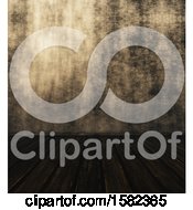 Clipart Of A 3d Dark Grungy Room Royalty Free Illustration